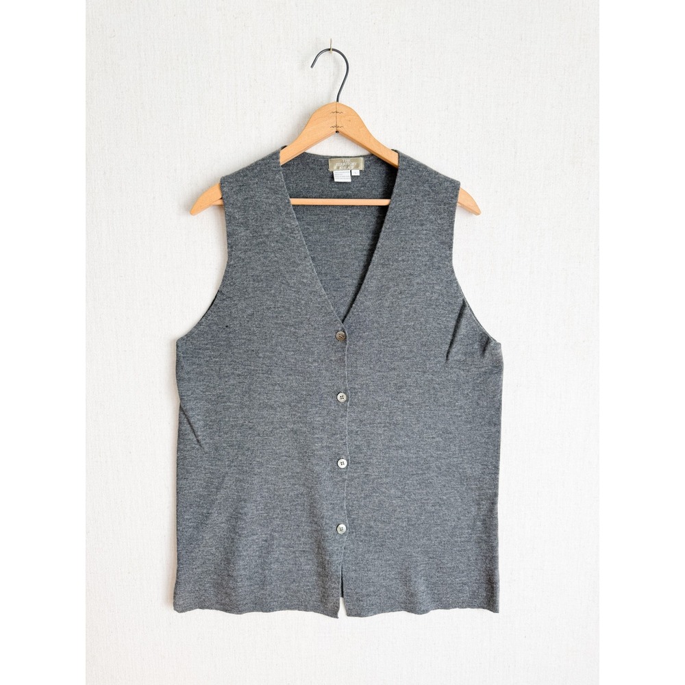 The Territory Ahead L Grey 100%‎ Merino Wool Button Front V-Neck Sweater Vest
